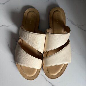 Patina by Portland Leather Double Swirl Slide Sandal in Bone Sz 10